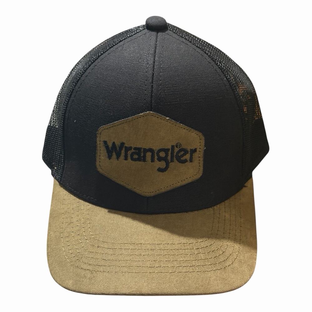 Wrangler Men's Black & Tan Trucker Hat – Western Cowboy Snapback Cap NWT